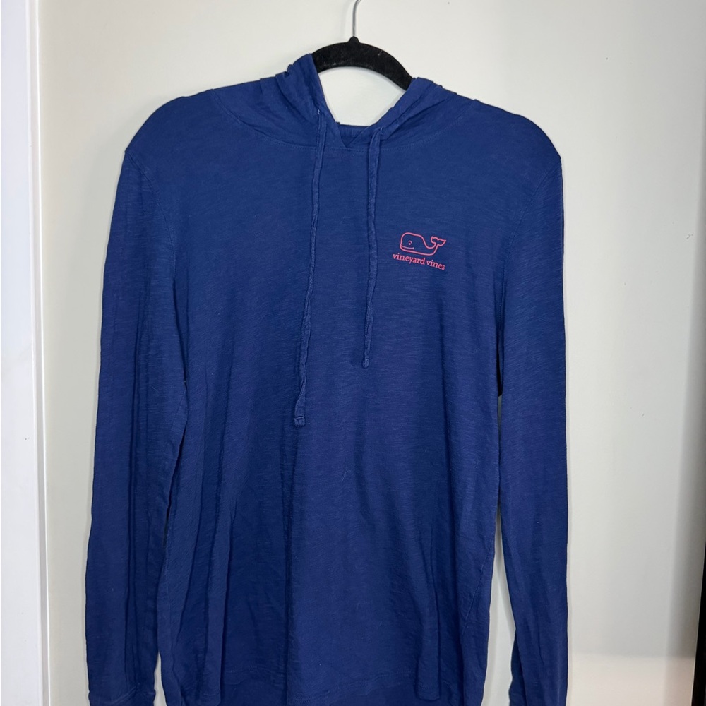 Vineyard Vines Blue Hoodie with Pink Logo